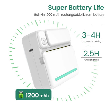 Portable Mini Printer Thermal Label Printer Sticker Inkless HD Pocket Printers for Phone Bluetooth Miniprint Printing Photo